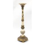 Arts & Crafts stand hand painted and decorated in low relief with stylised flowers, 131cm high