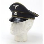 German military interest SS visor cap with badges