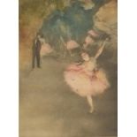 Edgar Degas - Ballerina, pencil signed engraving in colour, framed, 37.5cm x 27.5cm excluding the