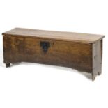 Antique elm blanket box with hinged lid, 42cm H x 110cm W x 32cm D