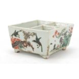 Good Chinese porcelain sectional four footed planter hand painted in the famille verte palette