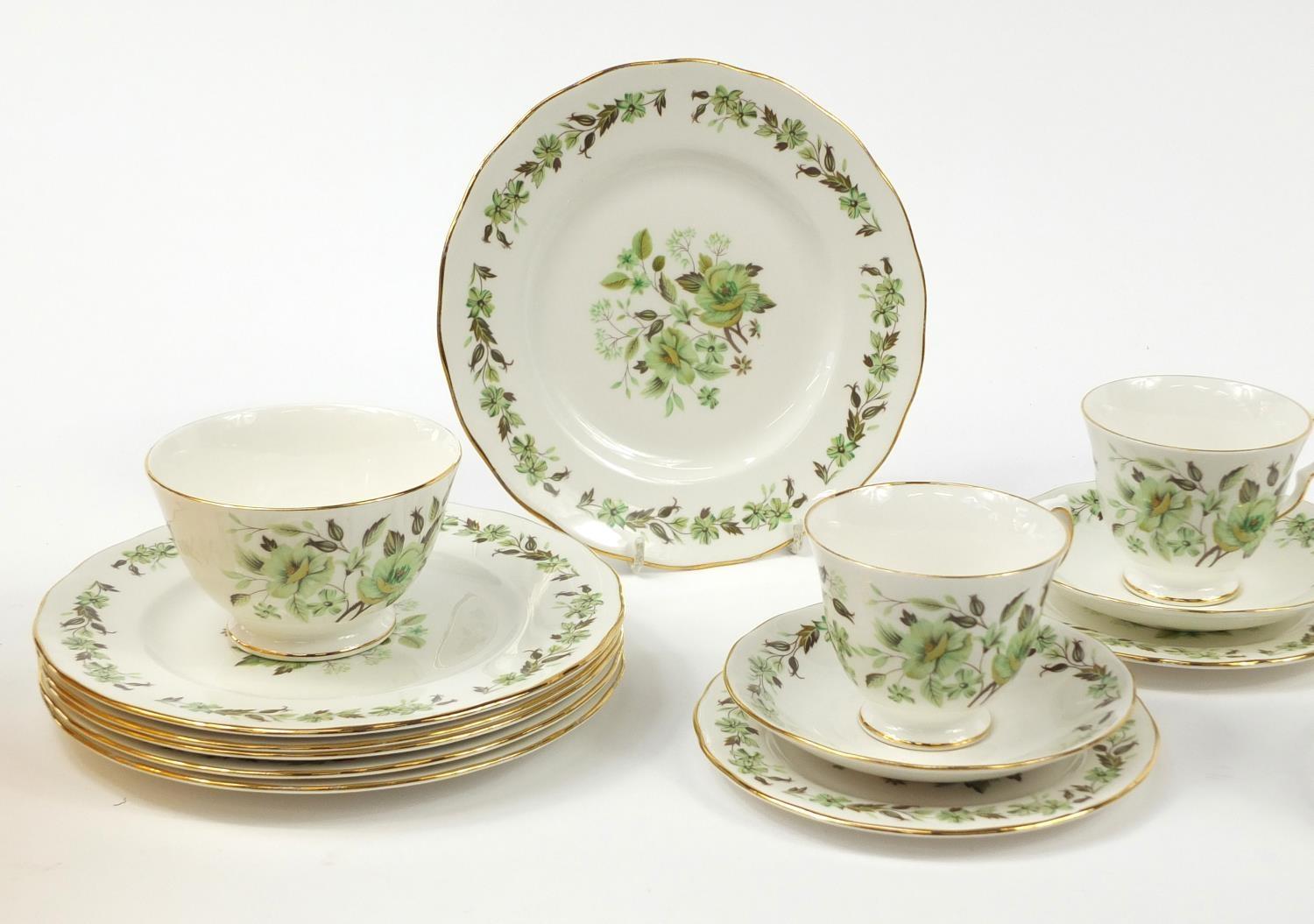 Colclough six place tea service decorated with flowers, each cup 7cm high - Image 2 of 25