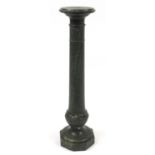 Victorian green marble column pedestal, 110cm high