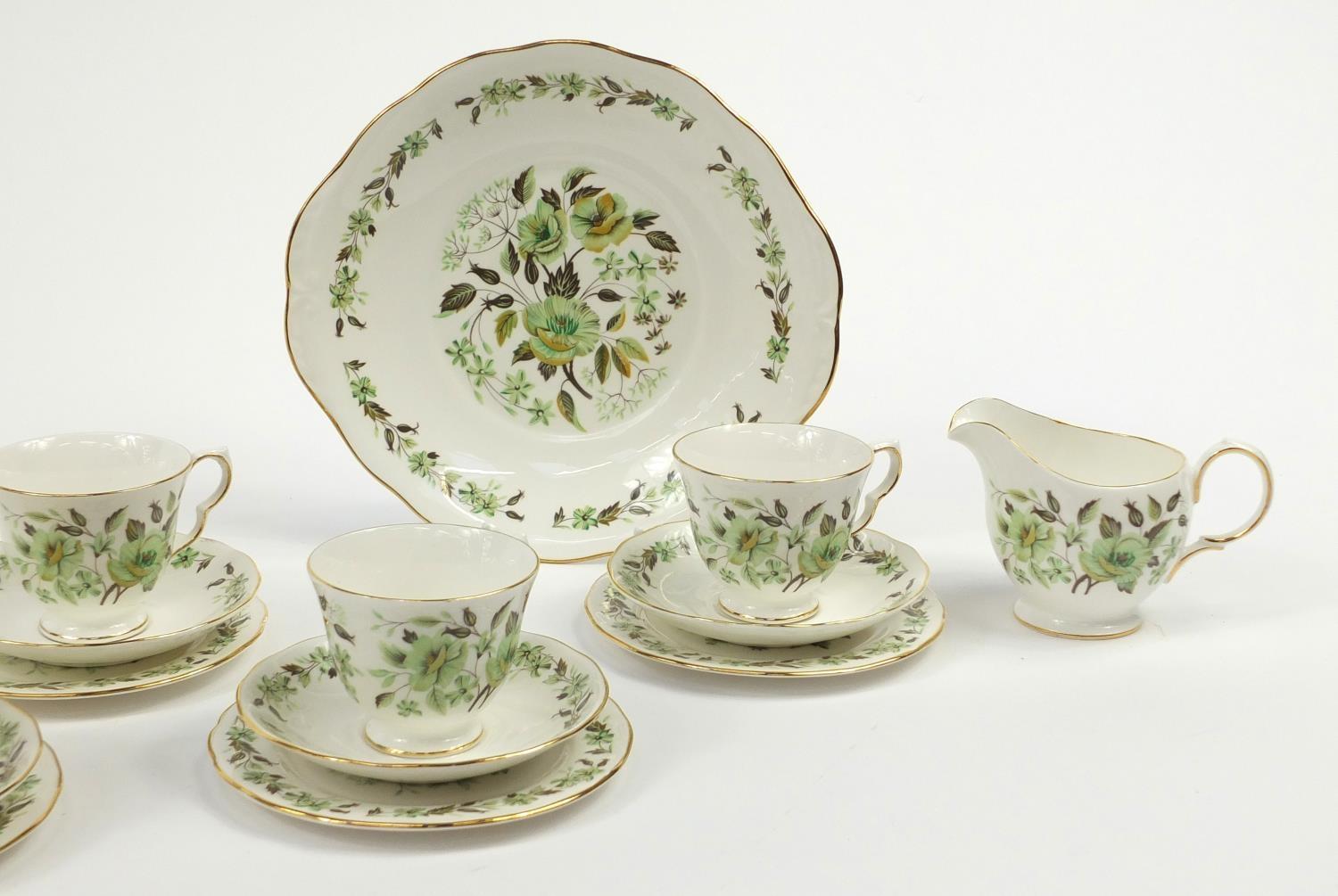 Colclough six place tea service decorated with flowers, each cup 7cm high - Image 4 of 25