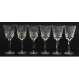 Set of six Waterford Crystal Lismore pattern glasses, each 21.5cm high