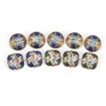 Ten 19th century enamelled buttons including a set of five, the set 2.3cm in diameter
