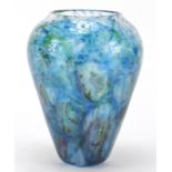 Robin Smith & Jeff Walker for Melting Pot Glassworks, art glass vase with green and blue inclusions,