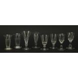 Eight 18th/19th century glasses, the largest 13cm high
