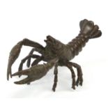 Japanese patinated bronze crayfish, 9.5cm in length