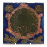 Carter & Co, early Poole Pottery nautical tile hand painted with a shell, impressed Carter & Co
