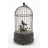 Early 20th century clockwork automaton musical bird cage, 27.5cm high