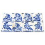 Minton Hollins & Co, set of eight Victorian pottery tiles printed with figures on horseback, each
