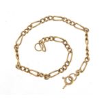 9ct gold Figaro link bracelet, 18cm in length, 4.6g