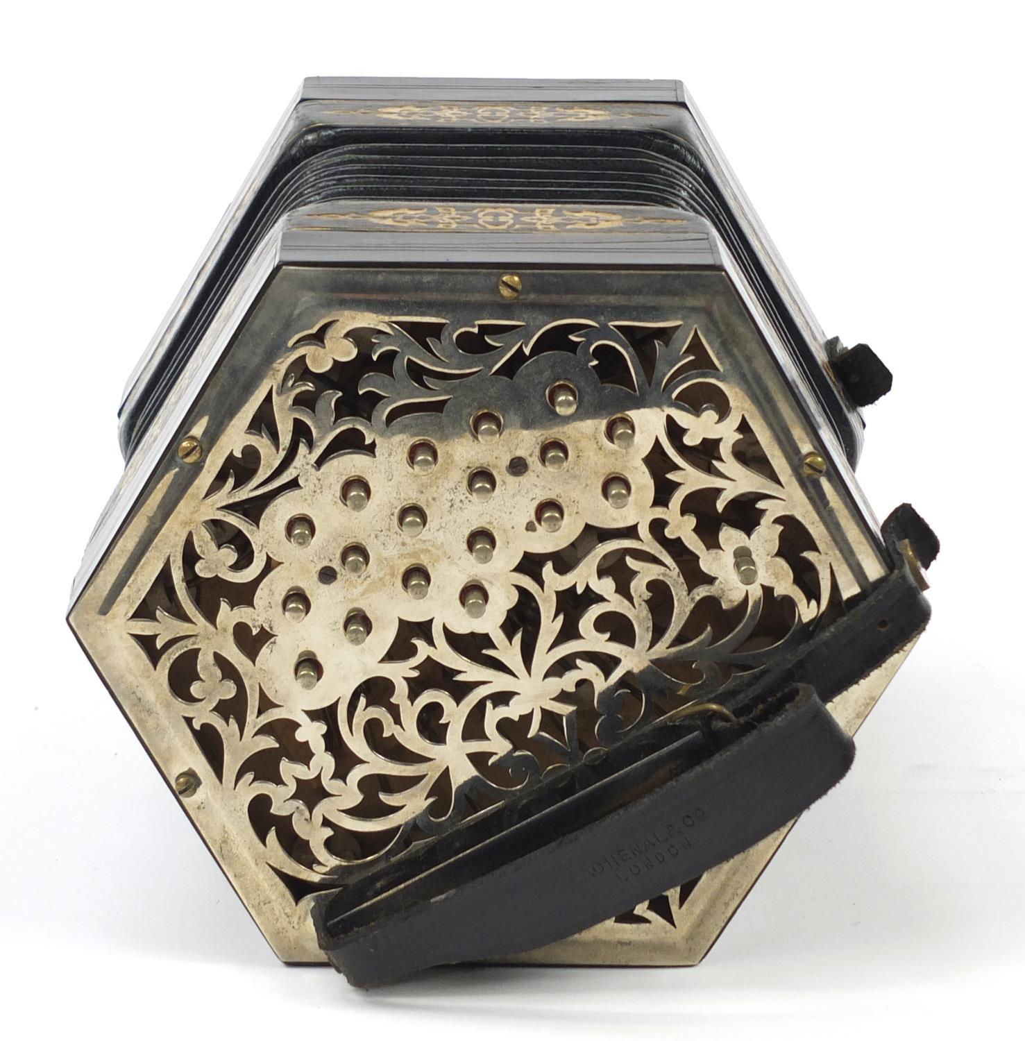 Charles Jeffries, 19th century 39 button concertina with velvet lined case, the concertina having - Image 5 of 13