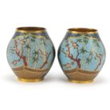 Elkington & Co, pair of aesthetic cloisonné vases of Japanese influence probably by Auguste