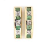 Pair of 9ct gold emerald and diamond half hoop earrings, 1.3cm in length, 1.0g