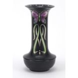 Shelley porcelain vase decorated with stylised flowers and floral motifs, 24cm high