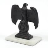 German military interest home front bronzed eagle desk ornament, 18.5cm high