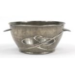 Archibald Knox for Liberty & Co, Arts & Crafts Tudric pewter fruit bowl with twin handles,