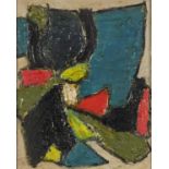 Abstract composition, impasto oil on board, framed, 24.5cm x 19.5cm excluding the frame