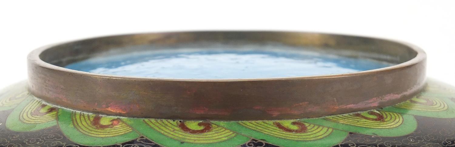 Chinese cloisonné squatted bowl enamelled with dragons amongst clouds, 20cm in diameter - Image 7 of 7