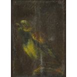 Songbird, 18th century Dutch school oil on canvas, mounted and framed, 13cm x 9.5cm excluding the