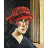 Portrait of a female, Camden school oil on board, framed, 60cm x 50cm excluding the frame