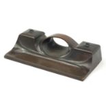 German Modernist bronze desk stand with two inkwells, impressed Aktin Gesellschaft Gladenbeck