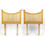 Pair of contemporary light oak single headboards