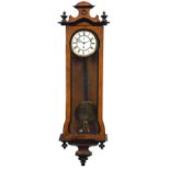 Gustav Becker, walnut Vienna Regulator wall clock with enamelled dial having a subsidiary aperture