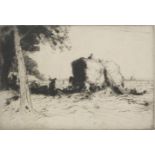 Greta Delleaney - Haymaking, pencil signed black and white etching with Watson, Swan and Morgan Ltd,
