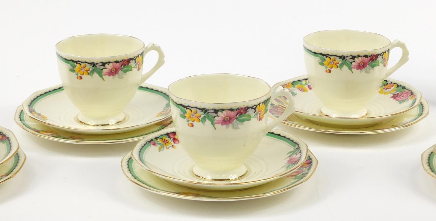 Tuscan teaware decorated with flowers including trios, each cup 7cm high - Image 3 of 25