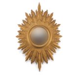 Vintage gilt sunburst design convex mirror, 57cm x 37cm