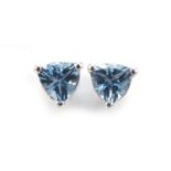 Pair of 9ct white gold aquamarine stud earrings, 5.2mm in length, 1.1g