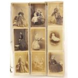 Collection of Victorian social history cabinet cards arranged in an album