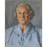 Leonard J Fuller - Portrait of a lady, oil on canvas, James Bourlet & Sons label verso, unframed,