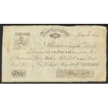 19th century Northampton one pound bank note, no 466, dated 1809
