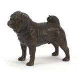 Patinated bronze Pug dog, 8.5cm in length