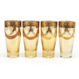 Set of four vintage Italian drinking glasses with gilt and swag decoration, each 14.5cm high