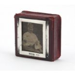 Charles Penny Brown, Victorian silver mounted leather stamp box, Birmingham 1901, 2cm H x 4.5cm W