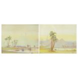 Middle Eastern desert scenes, pair of watercolour and gouaches, each bearing a signature Buckle,
