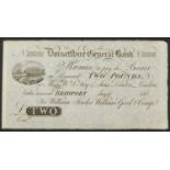 19th century Dorsetshire General Bank two pound note