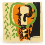 John Piper for Fulham Pottery, ceramic commemorative tile hand painted with an abstract face, made