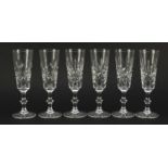 Set of six Edinburgh crystal Champagne flutes, each 19cm high