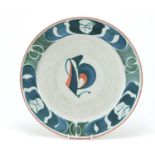 Alan Caiger-Smith for Aldermaston, studio pottery charger hand painted with stylised motifs, 36.