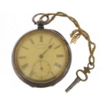 HE Peck, gentlemen's silver open face pocket watch with subsidiary dial, 50mm in diameter