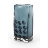 Geoffrey Baxter for Whitefriars, mobile phone glass vase in indigo, 17cm high