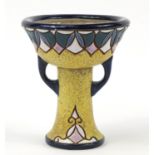 Amphora, Czechoslovakian Art Deco chalice with twin handles and stylised enamel decoration, 14.5cm