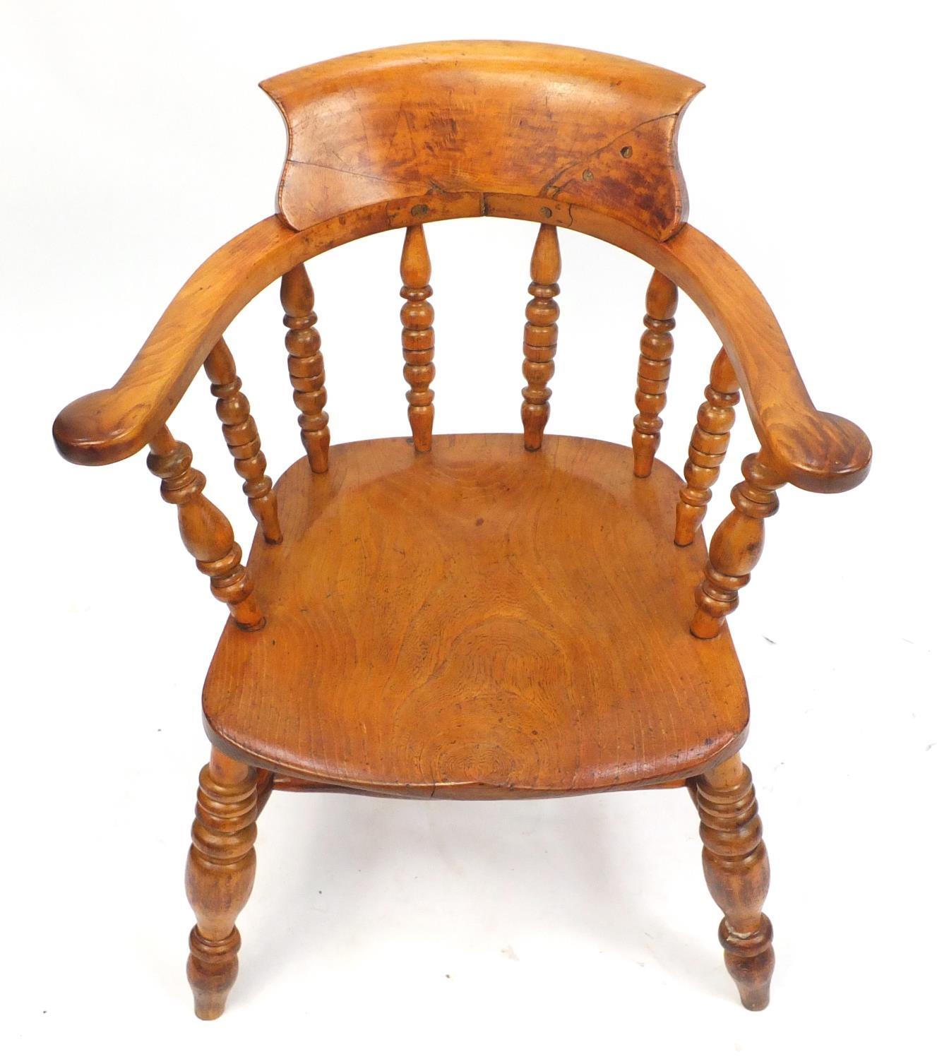 Great Northern Railway smoker's bow chair impressed GNR to the underside, 79.5cm high PROVENANCE: - Image 3 of 4