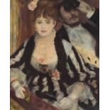 August Renoir - A loge, oleograph on board, label verso, framed, 54.5cm x 44cm excluding the frame